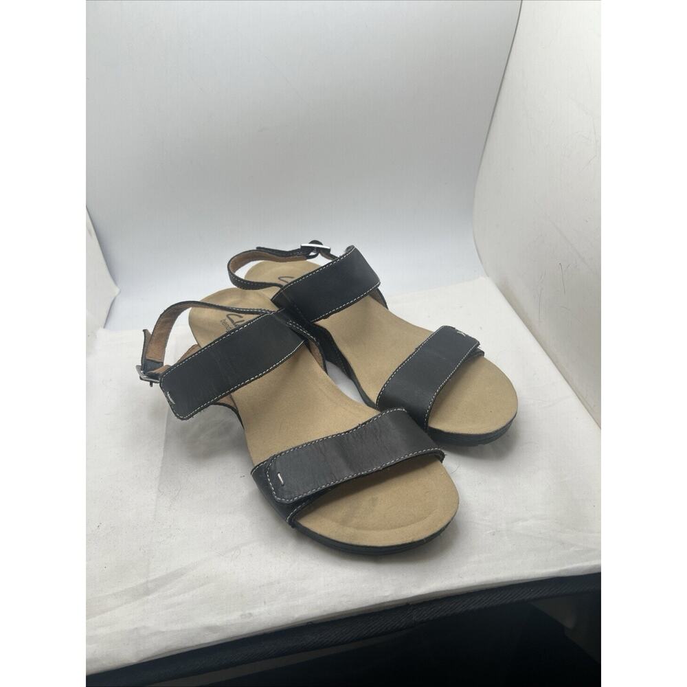 Clarks Bendables Women's Size 8.5 Black Leather Strappy Sandals